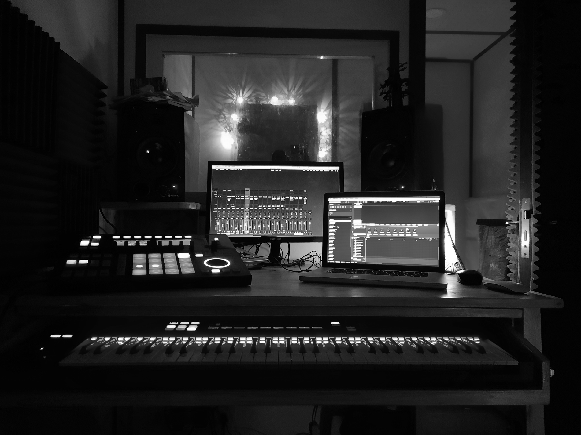Black and white recording studio